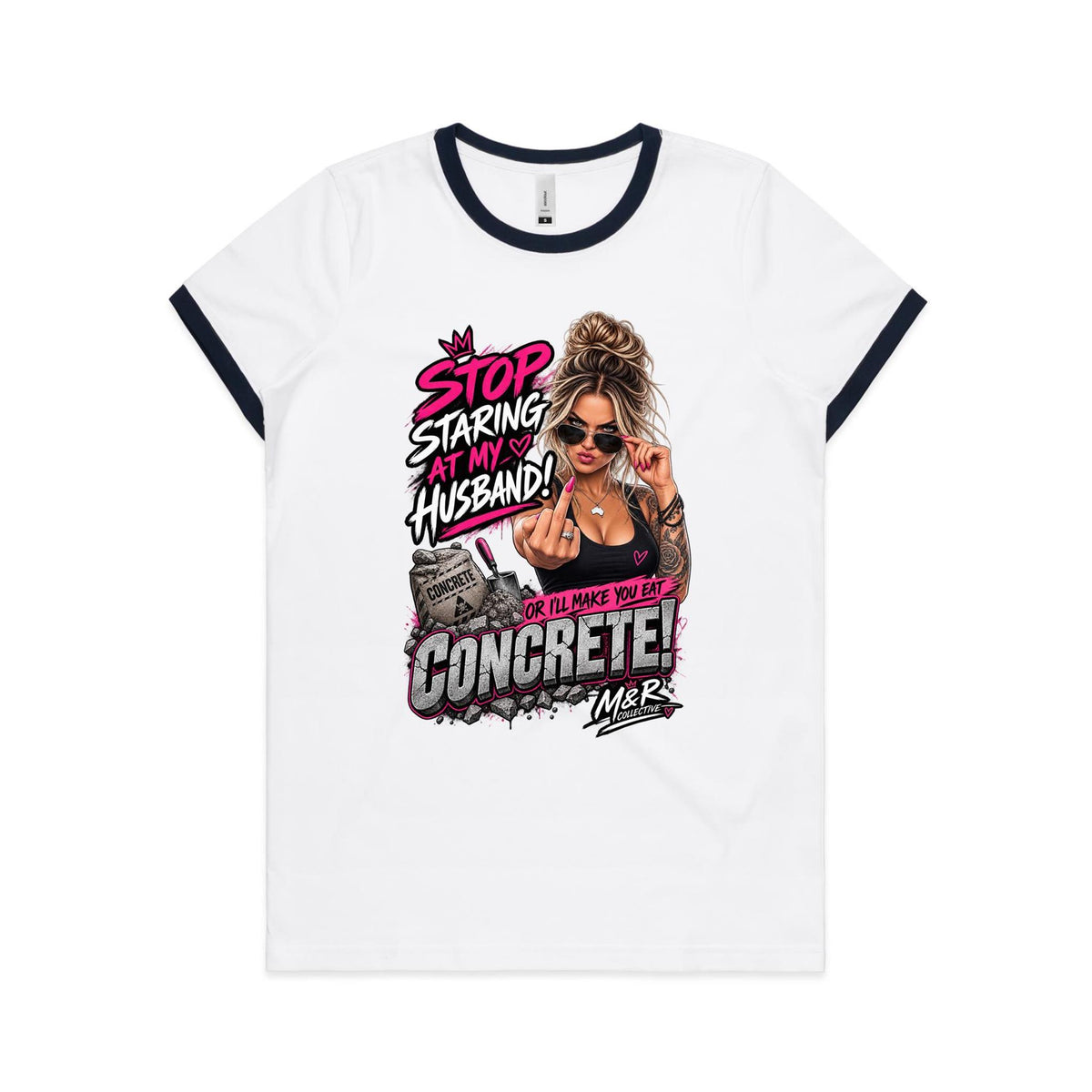 M&R Collective — Stop Staring at My Husband, AS Colour Women's Ringer Tee