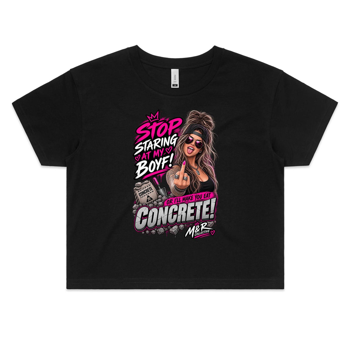 M&R Collective — Stop Staring at My Partner Tee- Women's Crop Tee